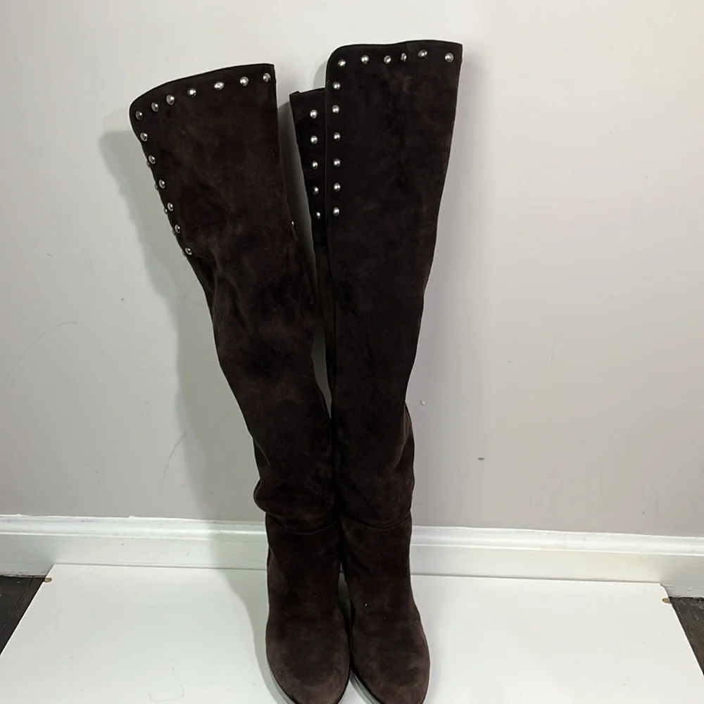 Stuart Weitzman Saratoga brown suede over the knee boots